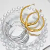 PVD Coated Real Gold Plated 16K White Plating Solid Color 304 Stainless Steel Simple Style Waterproof Non Tarnish Hoop Earrings