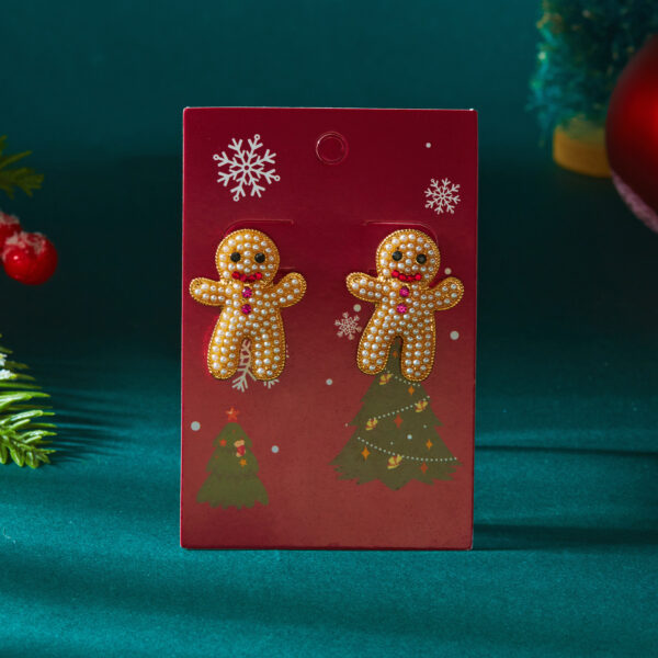 Wholesale Cute Christmas Gingerbread Man Earrings with Full Rhinestones