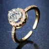 Wholesale Fashion Geometric Copper Plating Zircon Open Ring