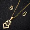 Wholesale PVD Coated Real Gold Plated Heart Shape Stainless Steel Fashion Waterproof Non Tarnish Jewelry Set