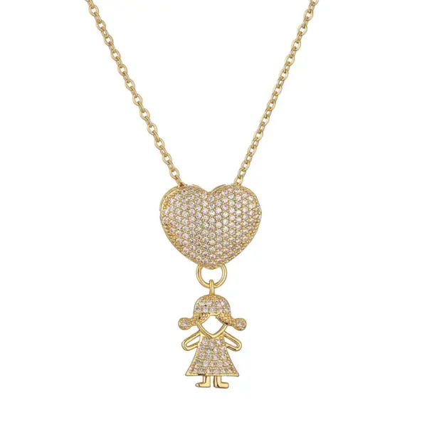 Wholesale Ig Style Simple Style Human Heart Shape Copper Gold Plated Zircon Pendant Necklace In Bulk