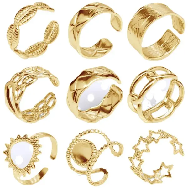 Wholesale Retro Round Titanium Steel Plating Open Ring 1 Piece