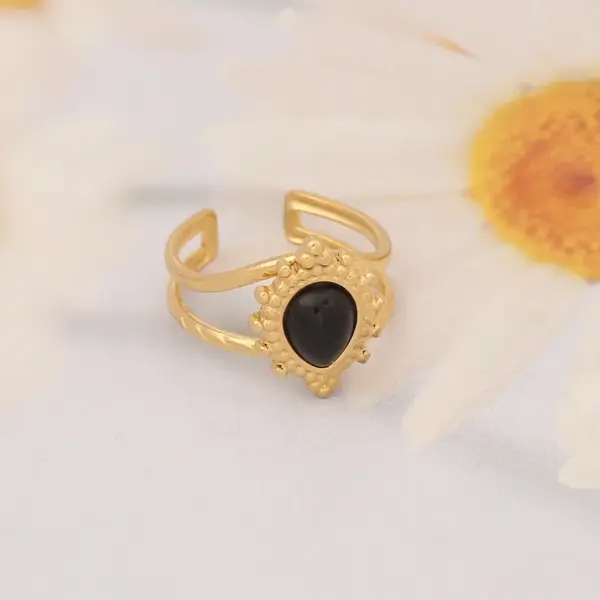 Wholesale PVD Coated 18K Gold Real Gold Plated Geometric Stainless Steel Fashion Waterproof Non Tarnish Open Ring
