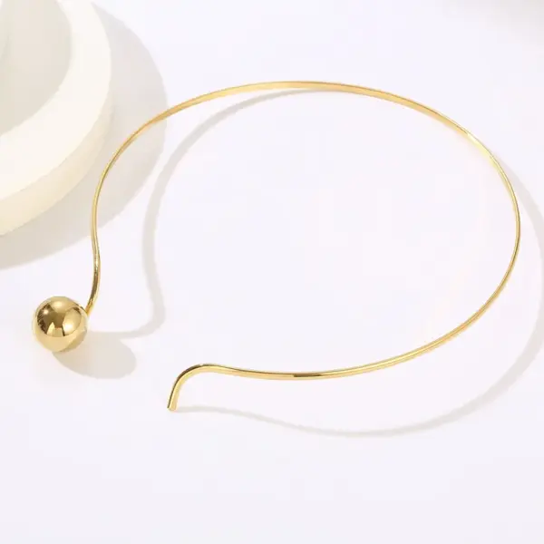 Wholesale 304 Stainless Steel Solid Color PVD Coated 18K Real Gold Plated Commute Waterproof Non Tarnish Plating Choker