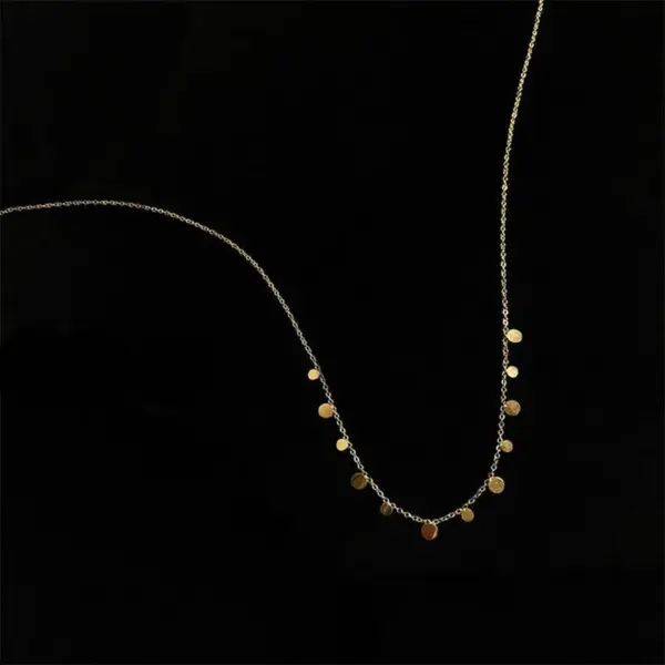 Wholesale PVD Coated Real Gold Plated 18K Round Square Water Droplets 304 Stainless Steel Simple Style Waterproof Non Tarnish Necklace
