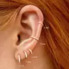 New Ear Buckle Korean Simple Row Zircon Earrings Female Round Small Copper Ear Nails