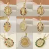 Wholesale Copper Inlay Human Virgin Mary Oval Zircon Pendant Necklace