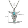 Wholesale European and American men's turquoise skull bull head stainless steel luminous necklace retro animal religious divine cow luminous pendant