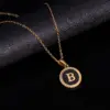 Wholesale PVD Coated 18K Gold Plated Round Letter 304 Stainless Steel Fashion Waterproof Non Tarnish 304 Stainless Steel Pendant Necklace