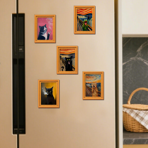 Wholesale Black Cat Series Magnetic Photo Frame Wooden Magnetic Refrigerator Magnet