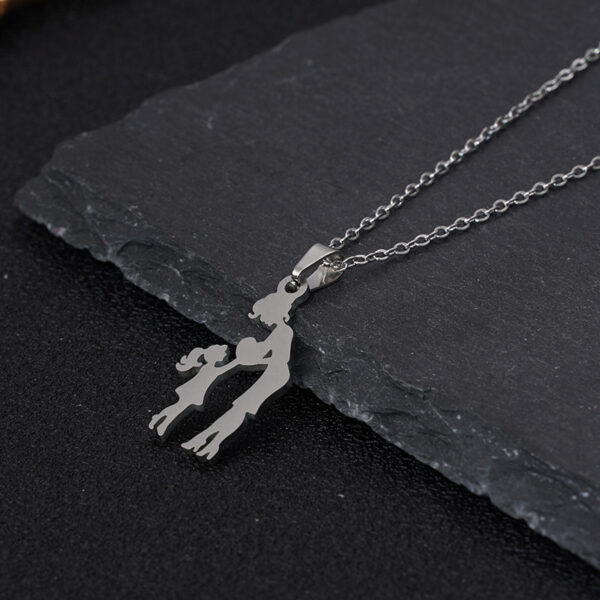 Wholesale European and American Cross-border Boys and Girls DIY Warm Mother and Daughter Pendant Necklace Mother's Day Gift Stainless Steel Titanium Steel Jewelry