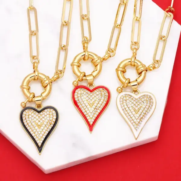 Wholesale Fashion Heart Copper 18k Gold Plated Necklace In Bulk