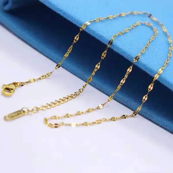 PVD Coated Real Gold Plated Geometric Stainless Steel Simple Style Waterproof Non Tarnish Necklace