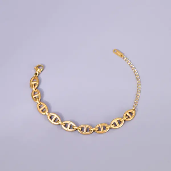 Wholesale 304 Stainless Steel Solid Color Ion Plating (IP) 18K Real Gold Plated Basic Waterproof Non Tarnish Patchwork Plating Gold Silver Bracelets