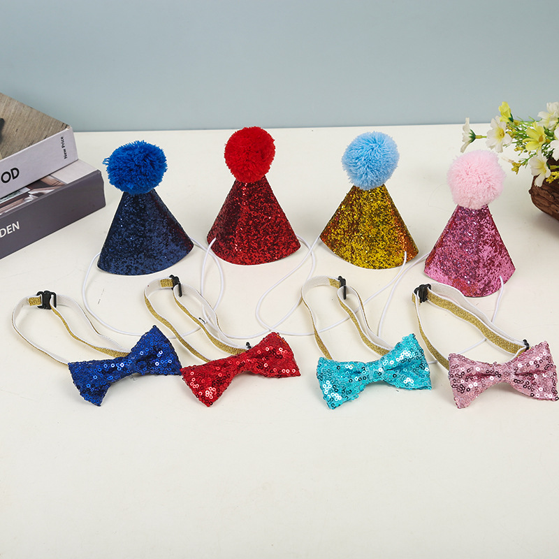 Wholesale chilen's pet birthday bow tie birthday hat suit dog cat bow party new Handmade