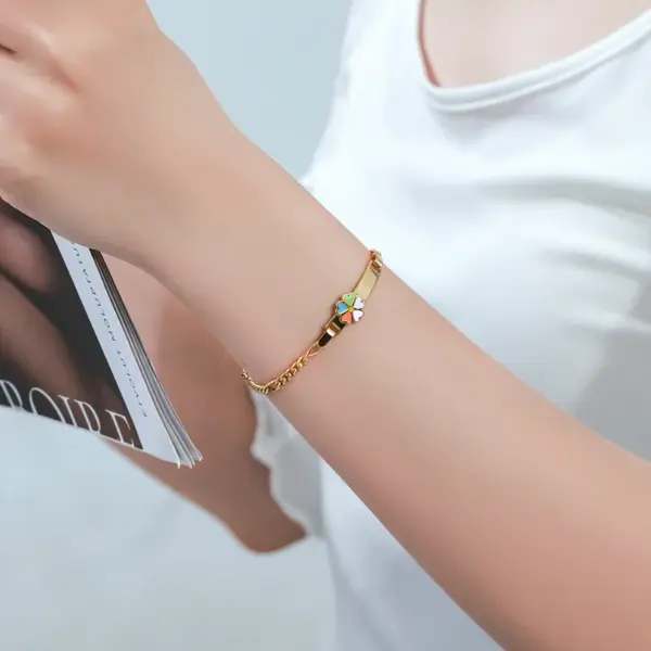 Wholesale Xuping New Drop Oil Series Geometric Square Lightweight Imitation Gold Color Children's Bracelets