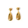 PVD Coated Real Gold Plated 18K Gold Water Droplets Stainless Steel IG Style Waterproof Non Tarnish 304 Stainless Steel Drop Earrings