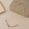 Wholesale 18K Gold Plated Brass Water Plated Heart-Shaped Beads Handmade Miyuki Beads Beaded Chain Natural Stone Necklace For Women Ultra-Fine Chain
