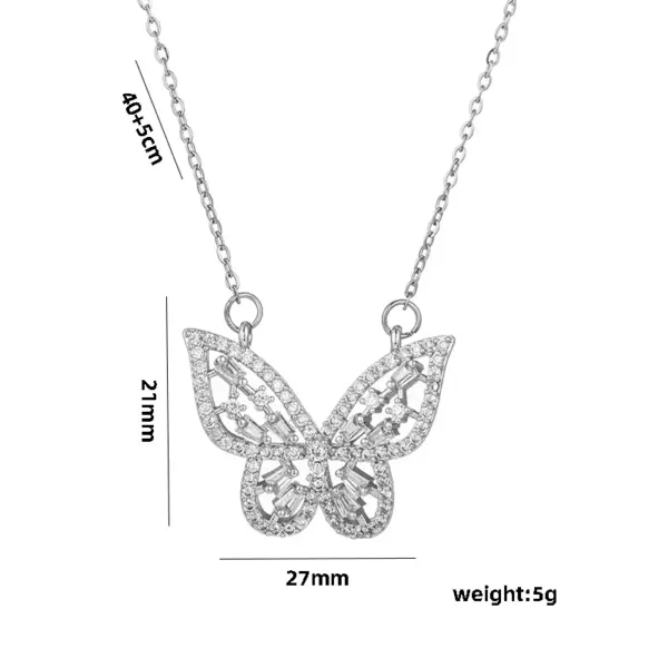 Wholesale PVD Coated Real Gold Plated Butterfly Stainless Steel Retro Waterproof Non Tarnish Necklace