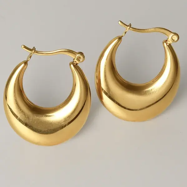 Wholesale PVD Coated Real Gold Plated Geometric 304 Stainless Steel Simple Style Commute Waterproof Non Tarnish Earrings