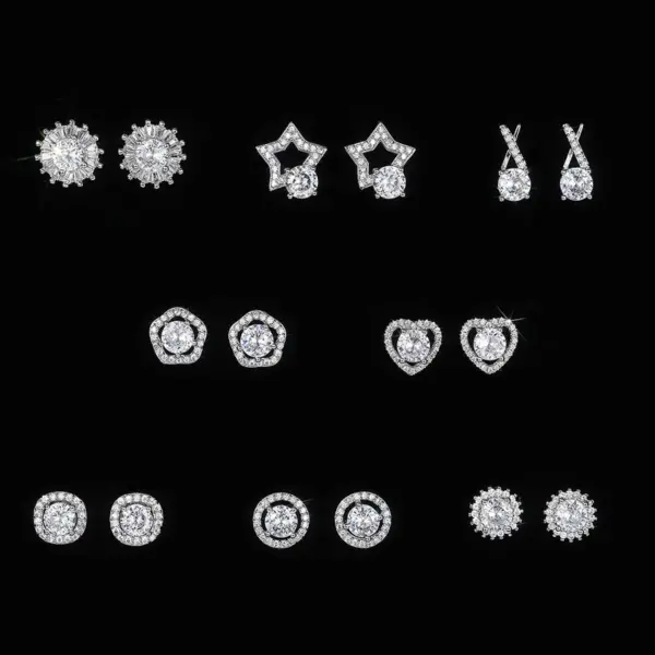 Wholesale Simple Style Flower Copper Inlay Zircon Ear Studs 1 Pair