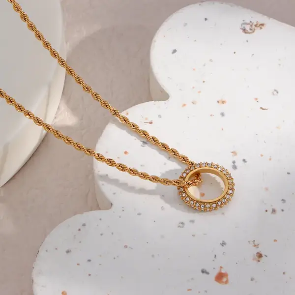 Wholesale PVD Coated Real Gold Plated 18K Gold Round 304 Stainless Steel Basic Waterproof Non Tarnish 304 Stainless Steel Necklace