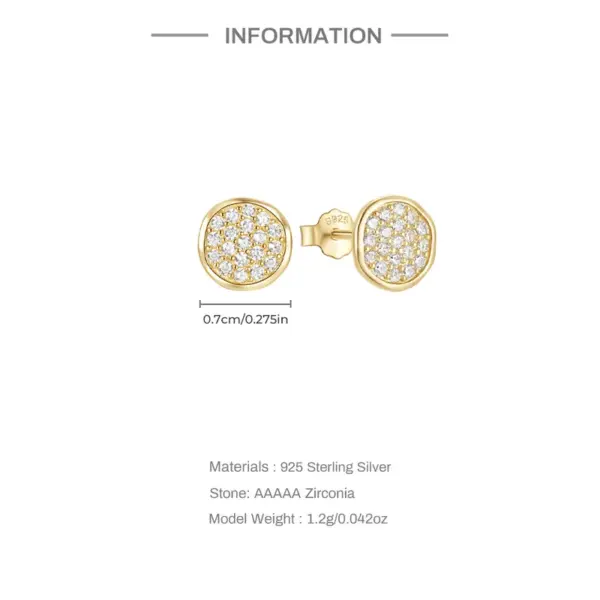 Wholesale 1 Pair 925 Sterling Silver Zircon Geometric Ear Studs