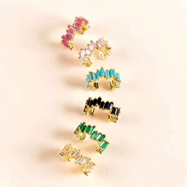 Wholesale Fashion Geometric Copper Ear Clips Inlay Zircon Copper Earrings 1 Piece