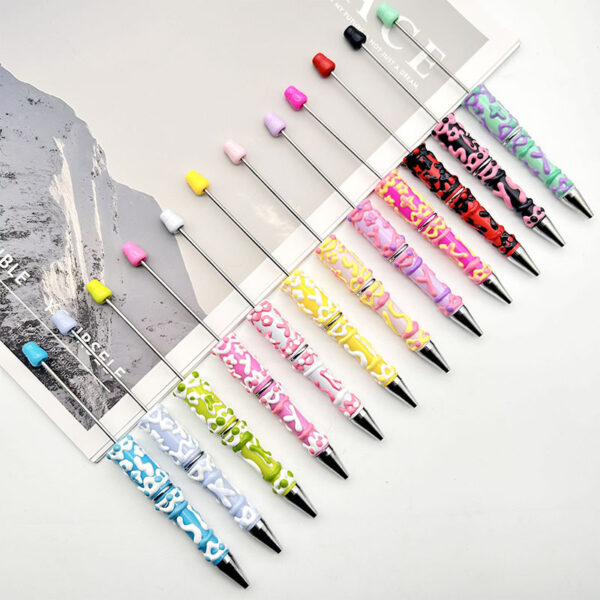 Wholesale DIY hand-painted painting oil beaded pen handmade cream cute pen multicolor swirling bead ballpoint pen in stock