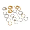 304 Stainless Steel Double Ring PVD Coated Real Gold Plated Elegant Simple Style Waterproof Non Tarnish Layered Mixed Metal Rings