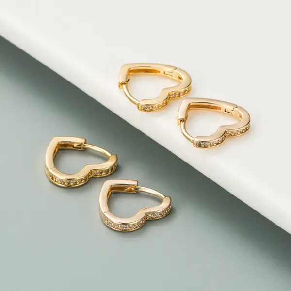 Fashion Heart Copper Artificial Gemstones Copper Earrings