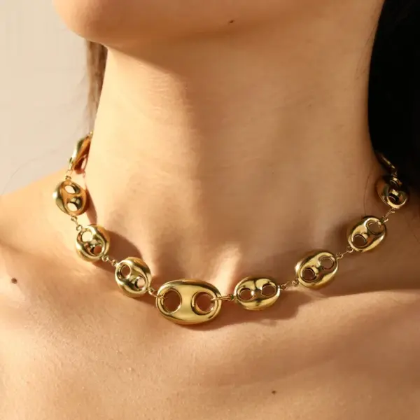 Wholesale Irregular Geometric Necklace For Women Featuring PVD Coated 18K Real Gold Plated 0.03µm On 304 Stainless Steel With Handmade Chain
