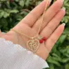 Wholesale Jewelry Simple Style Classic Style Cross Cherry Heart Shape Copper Zircon 18K Gold Plated Inlay Pendant Necklace