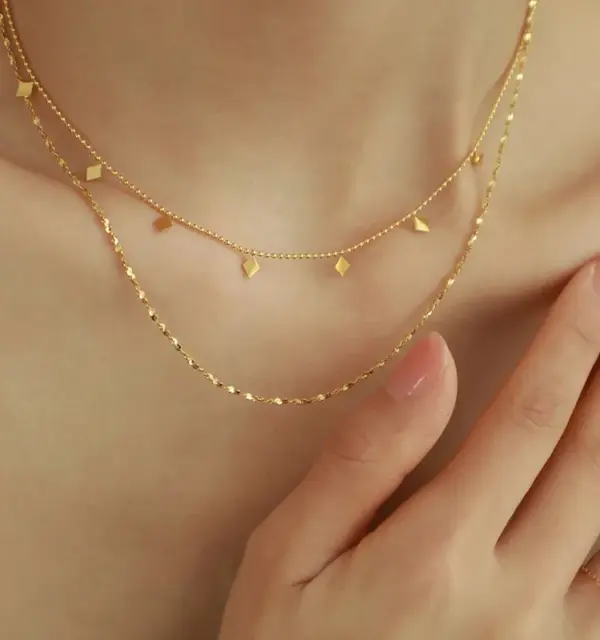 Wholesale Simple Style Geometric Titanium Steel Plating Layered Necklaces