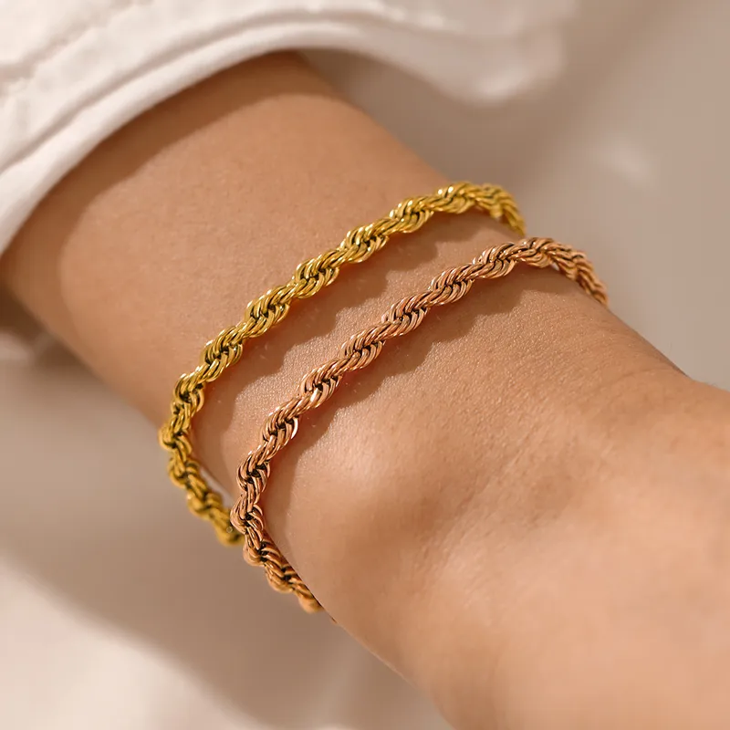 Wholesale Simple Style Twist 304 Stainless Steel Stainless Steel Bracelets In Bulk