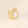 Wholesale Fashion Waves Stainless Steel Inlay Open Ring