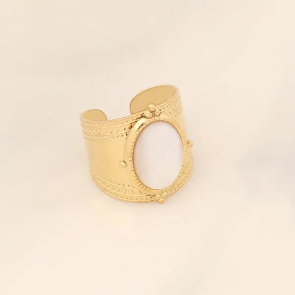 Wholesale Fashion Waves Stainless Steel Inlay Open Ring