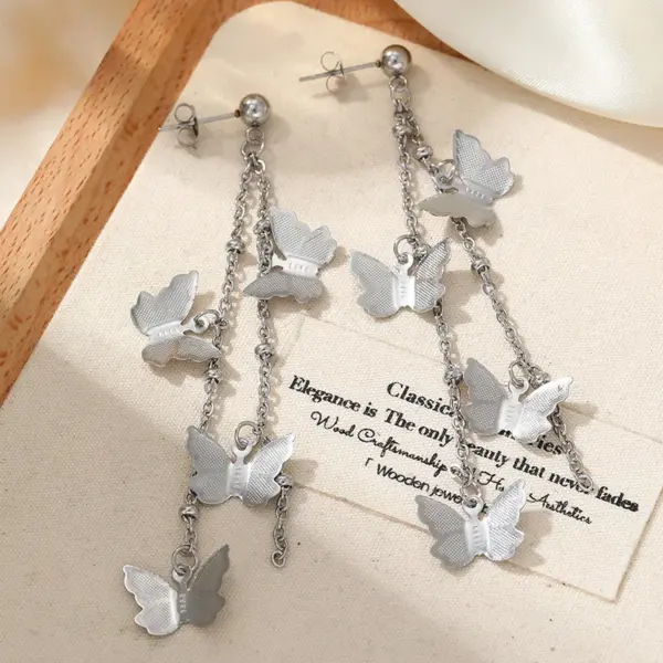 1 Pair IG Style Simple Style Artistic Butterfly 304 Stainless Steel Drop Earrings