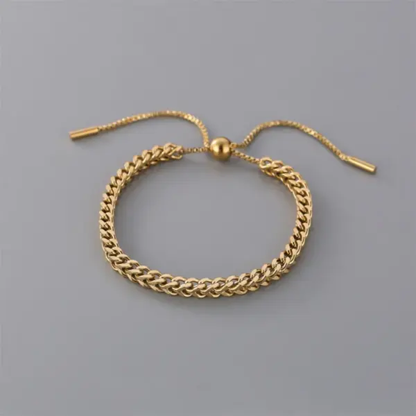 Wholesale Vintage Style Geometric 304 Stainless Steel 18K Gold Plated Stainless Steel Bracelets In Bulk