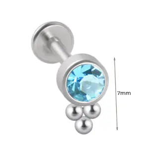 Style 2-Sea Blue Diamond / Stainless Steel Rod 1.2x10mm