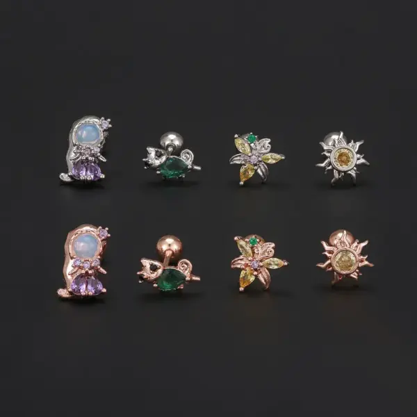 Wholesale 1 Piece Ig Style Simple Style Geometric Plating Inlay Brass Zircon 18k Gold Plated White Gold Plated Ear Studs
