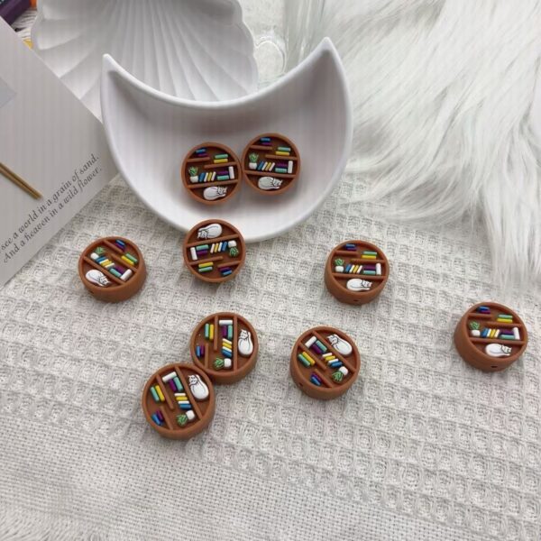 Wholesale Cross-border hot new silicone creative beads round bookshelf silicone beaded loose beads factory wholesale in stock