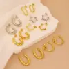 Wholesale 1 Pair Simple Style U Shape Pentagram Round 304 Stainless Steel 18K Gold Plated Earrings