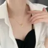 Wholesale 304 Stainless Steel Heart Shape PVD Coated 18K Real Gold Plated Fashion Waterproof Non Tarnish Inlaid Gold Gold Pendant Necklace