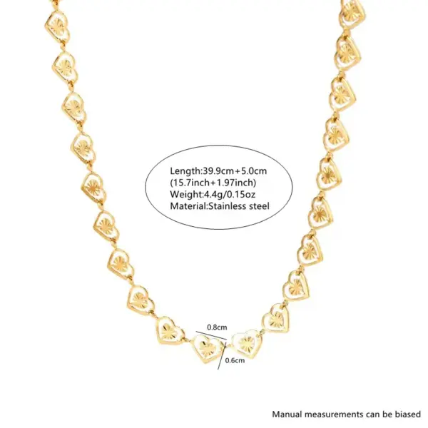 Wholesale Ion Plating (IP) 18K Gold Plated Heart Shape 304 Stainless Steel Princess Sweet Simple Style Waterproof Non Tarnish Bracelets Necklace