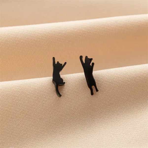 Wholesale PVD Coated 18K Gold Real Gold Plated Animal Cat 304 Stainless Steel Cute Basic Sweet Waterproof Non Tarnish Ear Studs