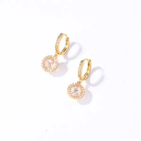Wholesale 1 Pair Casual Sweet Round Plating Inlay Copper Zircon Gold Plated Drop Earrings