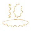 PVD Coated Real Gold Plated 18K Gold Waves 304 Stainless Steel Elegant Streetwear IG Style Waterproof Non Tarnish Jewelry Set
