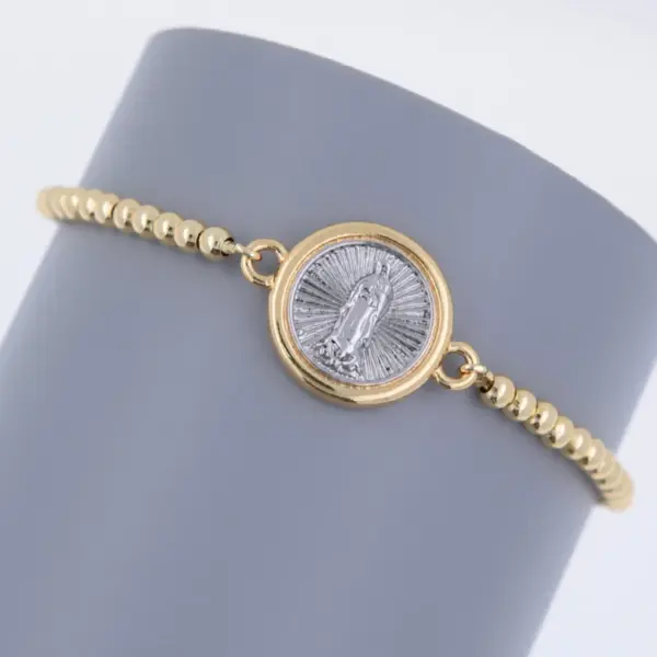 Wholesale Jewelry Simple Style Classic Style Cross Virgin Mary Copper 18K Gold Plated Plating Bracelets