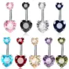 Wholesale Fashion Geometric Heart Shape Stainless Steel Inlaid Zircon Zircon Belly Ring 1 Piece